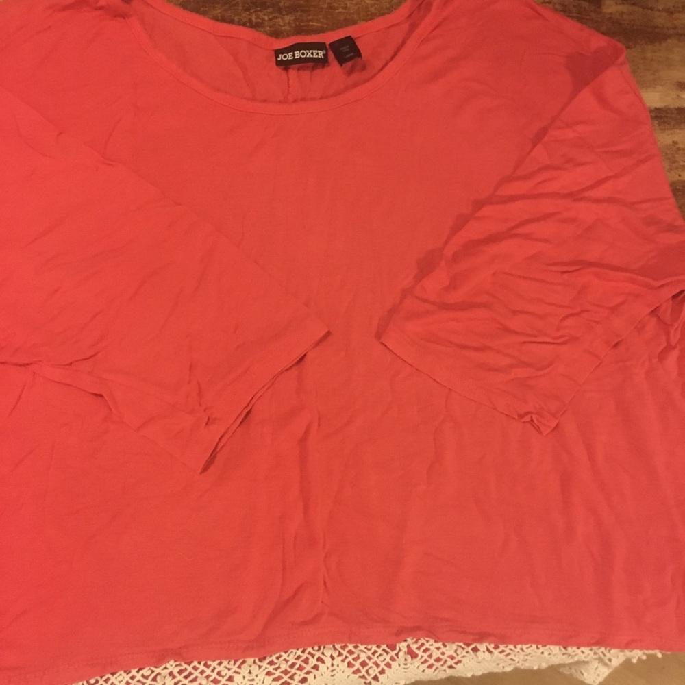 coral 3/4 sleeve joe boxer shirt